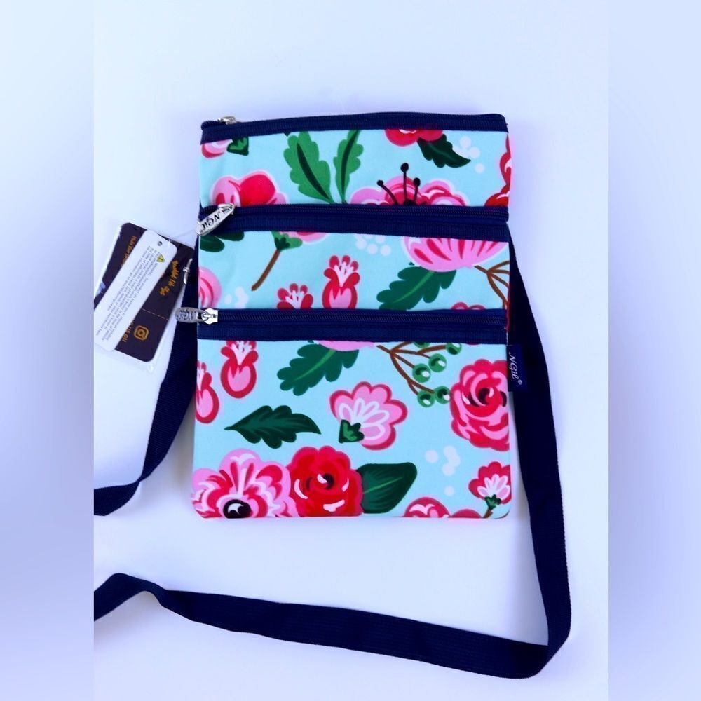 Ngirl Floral Pink and Teal Crossbody Bag